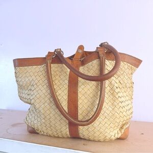 Chic Woven Tan and Brown Tote Bag